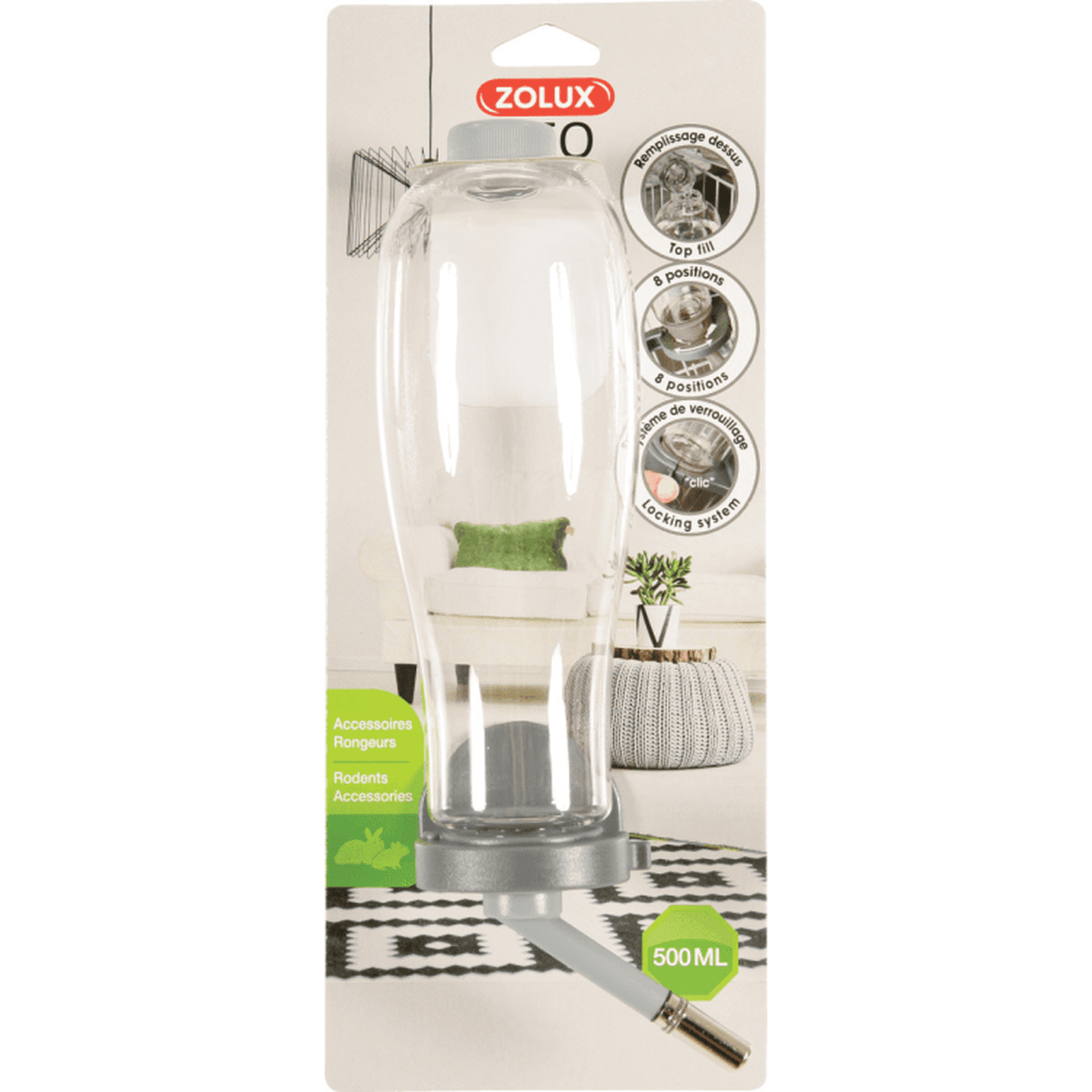 Zolux Rodent Water Feeder - Grey 500ml