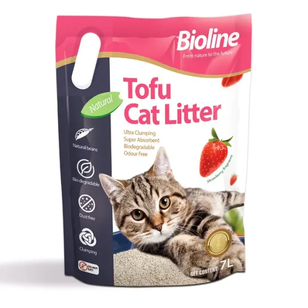 Bioline Strawberry Fragrance Tofu Clumping Cat Litter - 7L