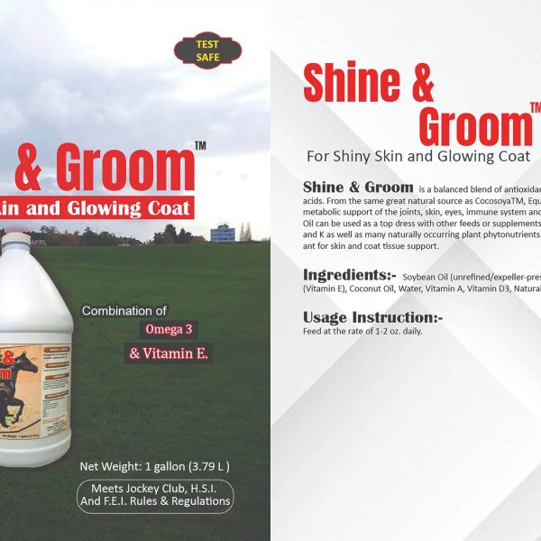 Shine & Groom Care&Cure omega oil for shiny skin and glowing coat in horses